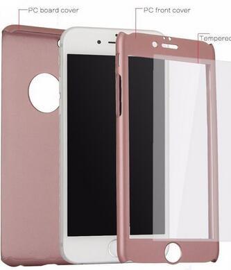 China Ultra thin plastic phone case 360 degree full cover cases for iphone 6 6s with tempered glass for sale