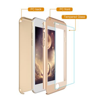 China Ultra thin plastic phone case 360 degree full cover cases for iphone7 with tempered glass for sale