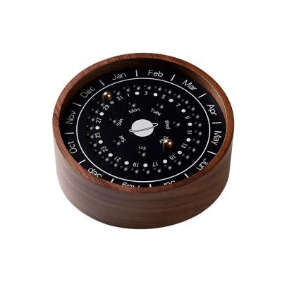 China Europe Creative Gifts Planetary Magnetic Calendar Circular Craft Wooden Planetary Perpetual Calendar for sale