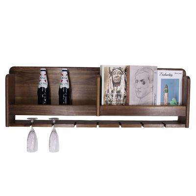 China Sustainable Good Price Wine Set Custom Solid Original Wood Wine Desktop Storage Holder Wall Mounted Rack for sale