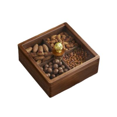 China Sustainable Practical Large Gift Packaging Rectangular Tiger Cub Fruit Tray Snacks Candy Solid Wood Shadow Storage Box for sale