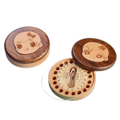 China Home Baby Teeth Keepsake Box Walnut Solid Wood Teething Hair Souvenir Wood Storage Box for sale