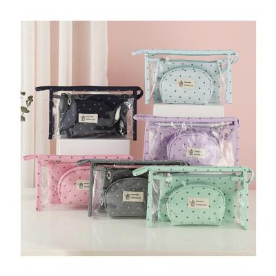 China Fashionable 3 PCS Cosmetic Bag Travel Set Women Toiletry Bag Makeup Bag Zipper Organizer Girl Cute Beauty Waterproof Wash Pouch Kit for sale