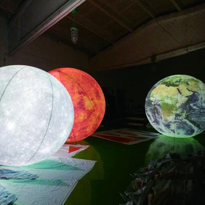 China Huge Aired Inflatable Sky Floating Moon Size Can Be Customized Floating Moon Light Led Planet Ball for sale