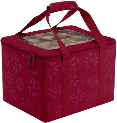 China Sustainable Amazon Christmas Ornament Storage Box With Durable Zipper Oxford Ornament Storage Bag for sale