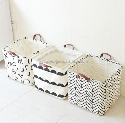 China Sustainable Handmade Folding Baby Clothing Cotton Cloth Storage Basket for sale