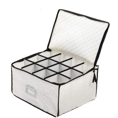 China Sustainable Stemware Storage Box With Lid Storage Bin Handles Mug Wine Glass Storage for sale