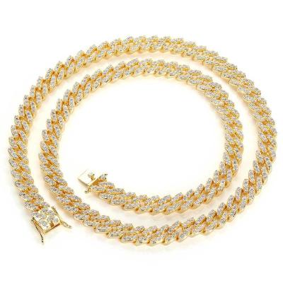 China TRENDY HipHop 9mm Iced Out Cuban Chain Necklace Miami Cuban Chain Jewelry for Men and Women Shape Stainless Steel Jewelry Bracelets for sale