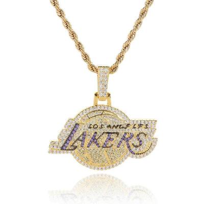 China Fashion 2021 Fashion Hip Hop Ice Cream Hip Necklace Pendant Colorful Los Angeles Lakers Logo Pendant Luxury Jewelry High Quality for sale