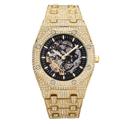 China Luxury High Quality Mens Watch Diamond HipHop Stainless Steel Gold Rhinestone Chronograph 2021Fashion Fully Iced Out Bling Wristwatches for sale