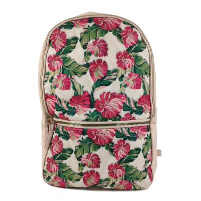 China Lovely Portable Pink Flowers Polyester Teenager School Bags For Girls for sale