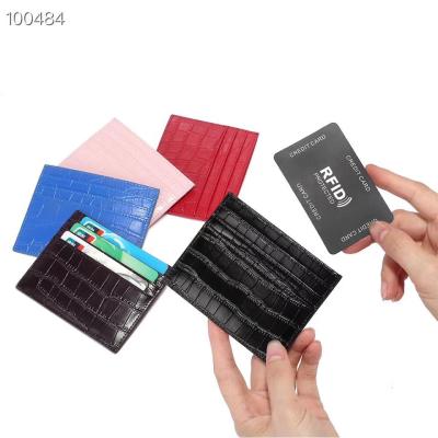 China Durable Fashion Ultra-thin Cards 6 and 1change Pocket RFID Genuine Leather Card Holder for sale