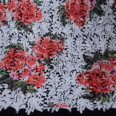 China Multicolor Water Soluble Fabric Double Dress Lace Flower Design Rope Cotton Lace Fabric For Sale for sale