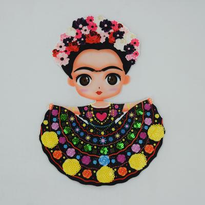 China 3D fashion girls pattern applique patches embroidery lace border for sale for sale