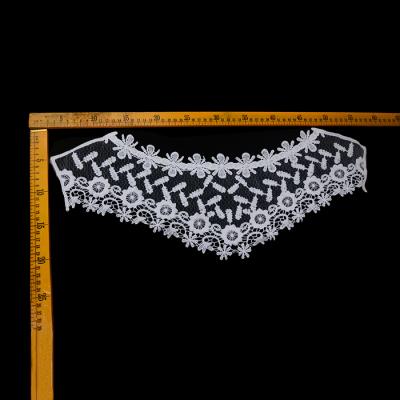 China Water soluble lace neckline design fashion guipure trim lace trim collar embroidery lace water soluble lace for sale