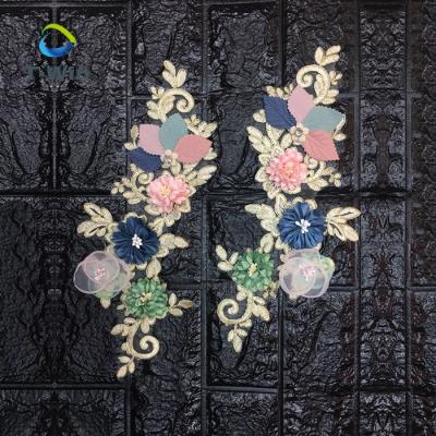 China Embroidery Flower Applique 3d DIY Tulle Mesh Base Garment Handmade Accessory for sale