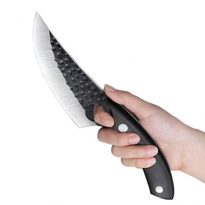 China Amazon Viable Hot Seller Full Tang Stainless Steel Butchers Boning Knivescut Bone Knife With Leather Sheath for sale