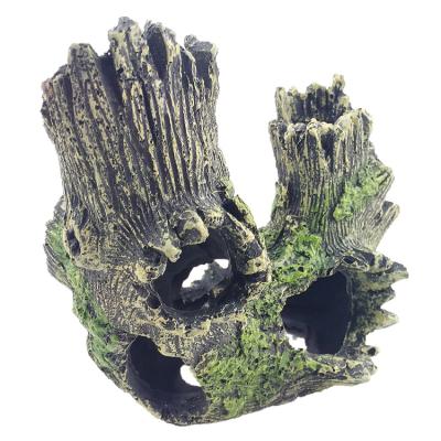 China Sustainable Crafts Wholesale Fish Tank Decorative Resin Fish Tank Landscaping Tree Hole Shelter Home for sale