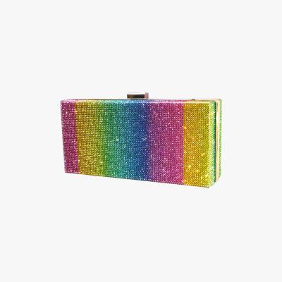 China Fashion Ladies Clutches and Evening Bags Rainbow Diamond Clips Crystal Evening Clutch Bag Women Wallet for sale