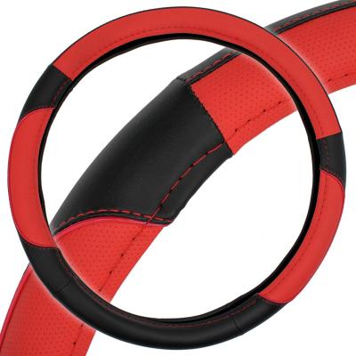 China Factory Wholesale Hot Sale Super Popular Comfortable Car Steering Wheel Button Handle Cover Black Leather Custom for sale