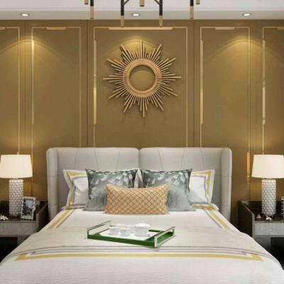 China Beautiful classic style bedroom background wall luxury European style bedroom background wall leather fabric art wall panels for sale