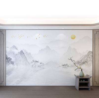 China DIY Chinese style sunrise landscape painting wallpaper wall background for sale