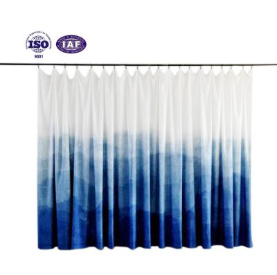 China Blue Blackout Modern Style Gradient Batik Curtain for sale