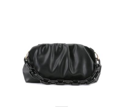 China Daily Life Fashionable Style Soft Vegan Pleated Leather Acrylic Cloud Shoulder Bag Clutches and Handbag for sale