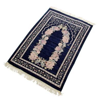 China Stain Heavy Duty Modern Luxury Design Kneeling Chenille Muslim Prayer Mat Custom Prayer Rug for sale