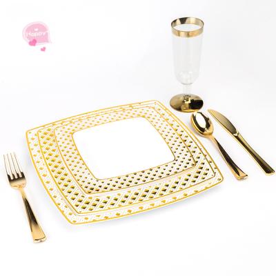 China High Quality Stylish Minimalist Disposable Dinner Plate Cutlery Wedding Cutlery Set 50 Pieces 7.5 Inches And 50 Pieces 10.25 Inches for sale