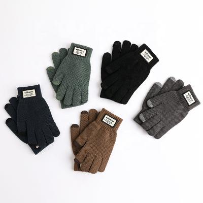 China Wholesale Stylish Fashion Touch Screen Men Plus Thick Velvet Wool Touch Screen Winter Gloves for sale