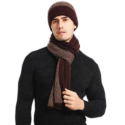 China Fashion Medium Adult Knitted Scarf Set Hat Scarf Hand Warmer Thick Warm Three Piece Wool Knitted Gift Set for sale