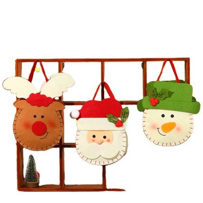 China Fashionable Christmas Gift Bag Brushed Fabric Candy Bag Gift Ornaments Santa Claus Snowman Deer Beam Beam Apple Bag for sale