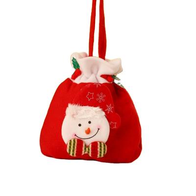 China Fashionable Christmas Gift Bag Brushed Fabric Candy Bag Gift Ornaments Santa Claus Snowman Deer Beam Beam Apple Bag for sale