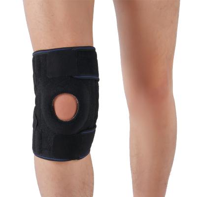 China Classical Black And Green Knitted Aluminum Brace Knee Support Compression Sleeve Knitted Adjustable Elastic Nylon Pads for sale