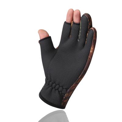 China Adult Neoprene Gloves Soft Palm Fleece Lined Polyester Waterproof And Windproof For Winter Fishing for sale