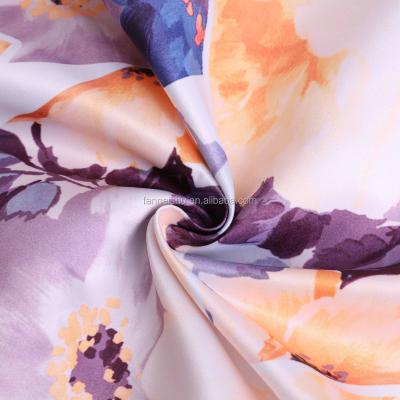 China Factory Clean Color 100% Polyester Digital Printed Cheap Anti-Static Silk Patterned Satin Lining Fabric for sale