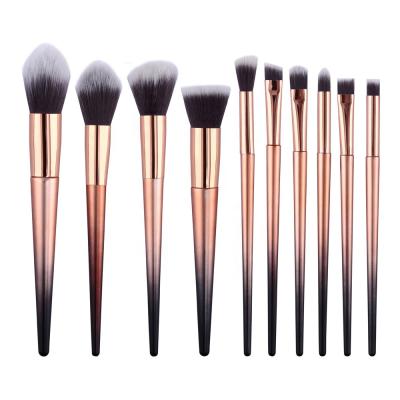 China Angular Blush Vegan Brush Nylon Material In 10PCs Makeup Running Brush for sale