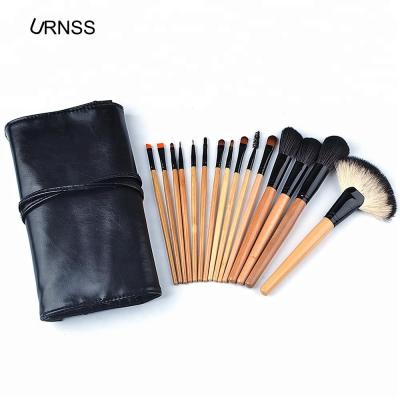 China Angular Blush Logo Custom Brushes Makeup Cosmetics Bamboo Brush With Roll Makeup Bag for sale