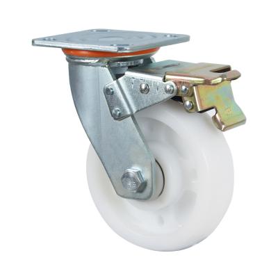 China PIVOT 6 Inch PP Caster Universal Caster With Brake Raw Material PP White Wheel for sale