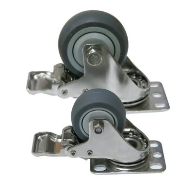 China Silent PIVOT 2inch3inch4inch5inchTPR Wheel Stainless Steel Rubber Caster for sale