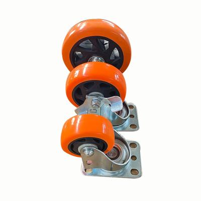 Cina Hot Selling Orange 4 PIVOT Inch PU Industrial Casters Wheel With Hand Truck in vendita