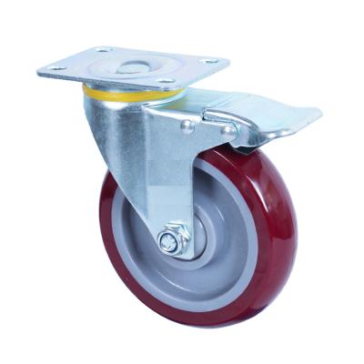 China Other Medium Heavy Duty PU Material Swivel Caster Wheel 4 Inch For Furniture zu verkaufen