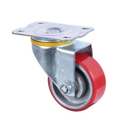 China 100mm / 4 Inch Flat Freestanding Middle / Heavy Duty Swivel Red PU Caster Wheel For Equipment zu verkaufen