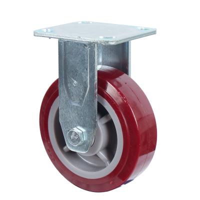 China Rigid Trolley Wheel PU Polyurethane Heavy Duty Industrial Fixed Caster Wheels Purple 5*2 Inch zu verkaufen