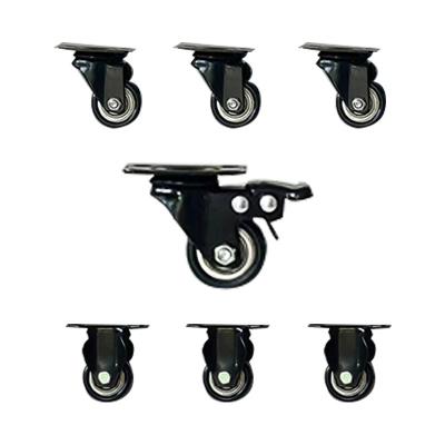 China Other Anti-winding 1.5 Inch 2 Inch Black PU Wheel Light Duty Furniture Casters Wheels zu verkaufen