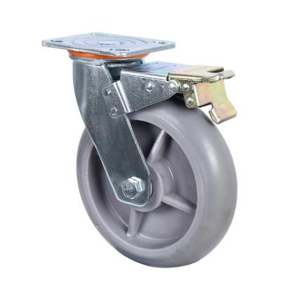 中国 Other PIVOT Rigid Swivel & Rigid industrial casters wheels 6.0 inch heavy duty swivel casters tpr thermoplastic rubber silent casters with brake 販売のため