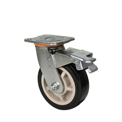 China Other PIVOT Rigid Swivel & Rigid Flat Plate Caster Wheel With Brake Heavy Duty Trolley Wheels for sale