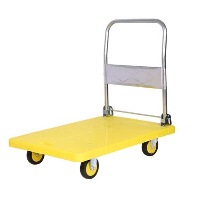 中国 Durable 50*70mm Black Plastic Folding Platform Hand Trolley Four Wheel Carts For Sale 販売のため