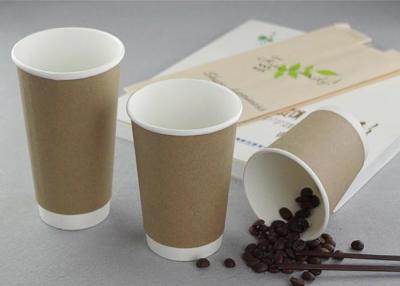 China Logo doppelwandige Wegwerfdruckschalen Kraftpapiers Brown für heiße Getränke des Kaffees zu verkaufen